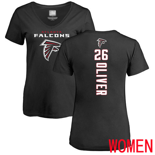 Atlanta Falcons Black Women Isaiah Oliver Backer NFL Football #26 T Shirt